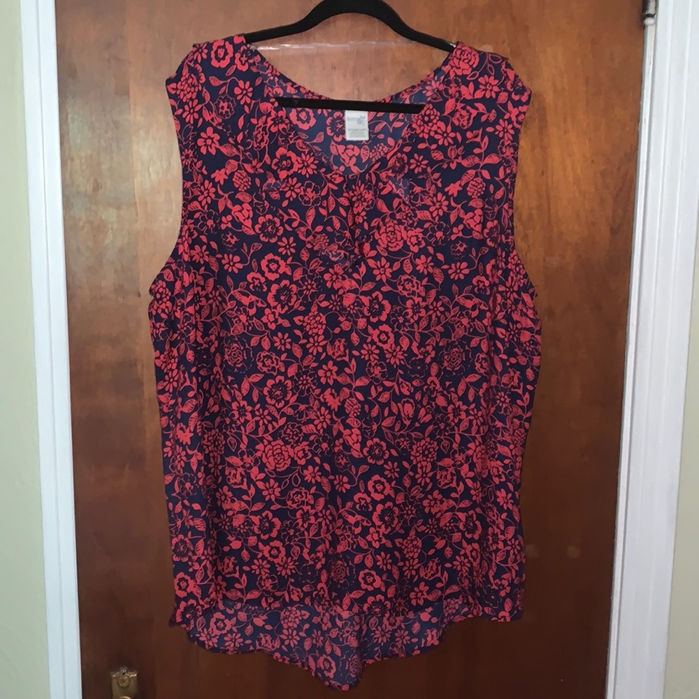 Red floral blouse 2X
